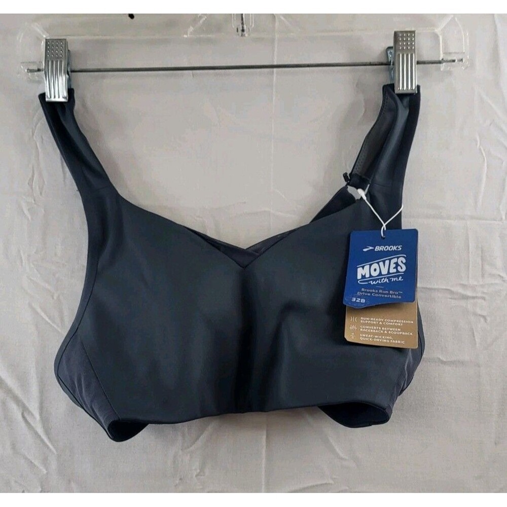 Brooks Sports Bra Women's Sz 32B Gray Running Scoopback Racerback NEW W/ TAG